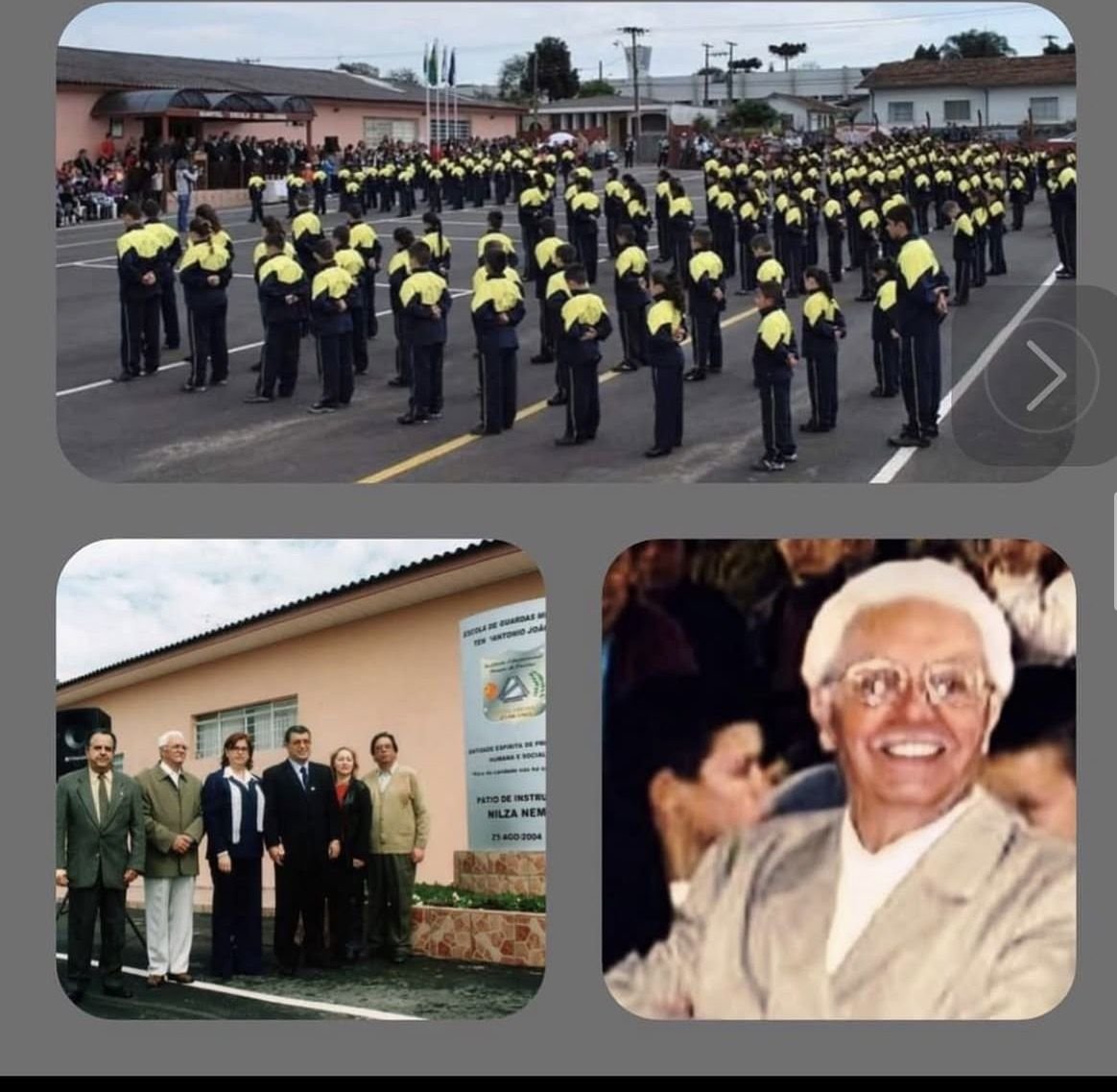 A formatura dos guardas mirins, a inauguração do Pátio de Instrução Nilza Neme, em 21 de agosto de 2004, e o sorriso do Seu Barros